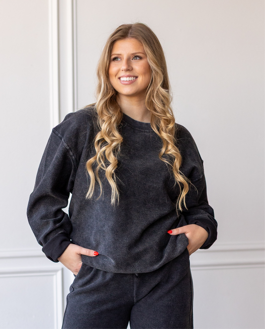 WASHED BLACK -ESSENTIAL CORDED CREW