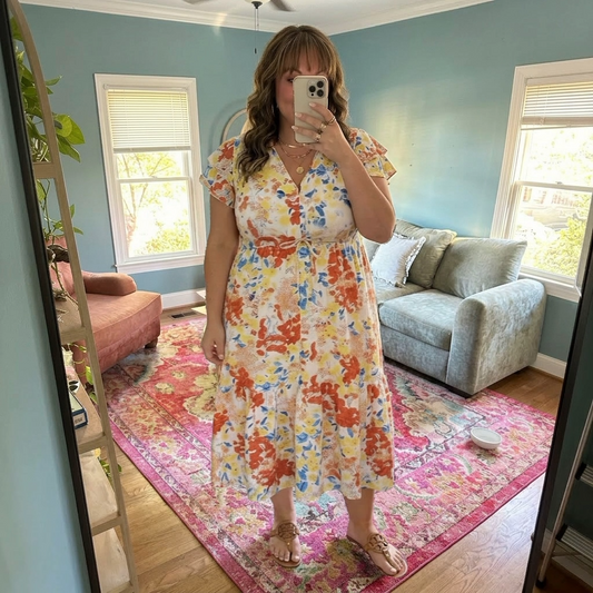 Sunny and Bright Floral Midi Dress