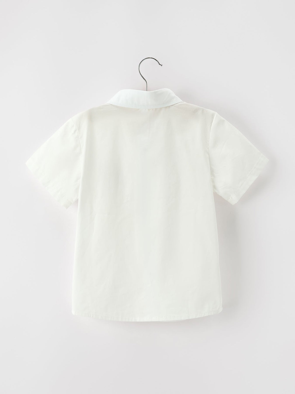 Boys Christmas Tree Embroidered White Short Sleeve Button Down Shirt