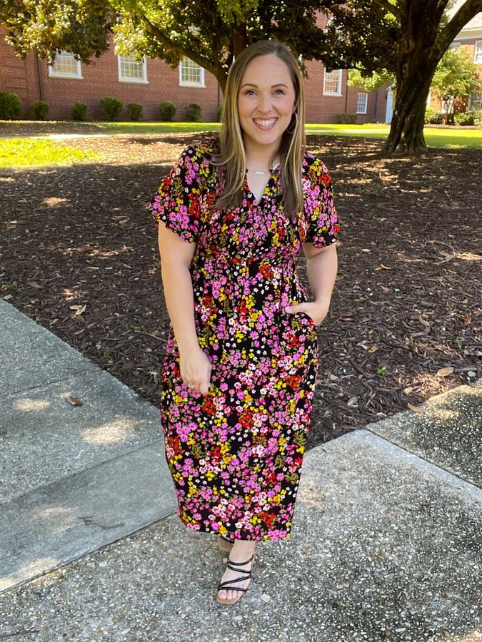 Wildflower and Barley V-Neck Button Up Dress