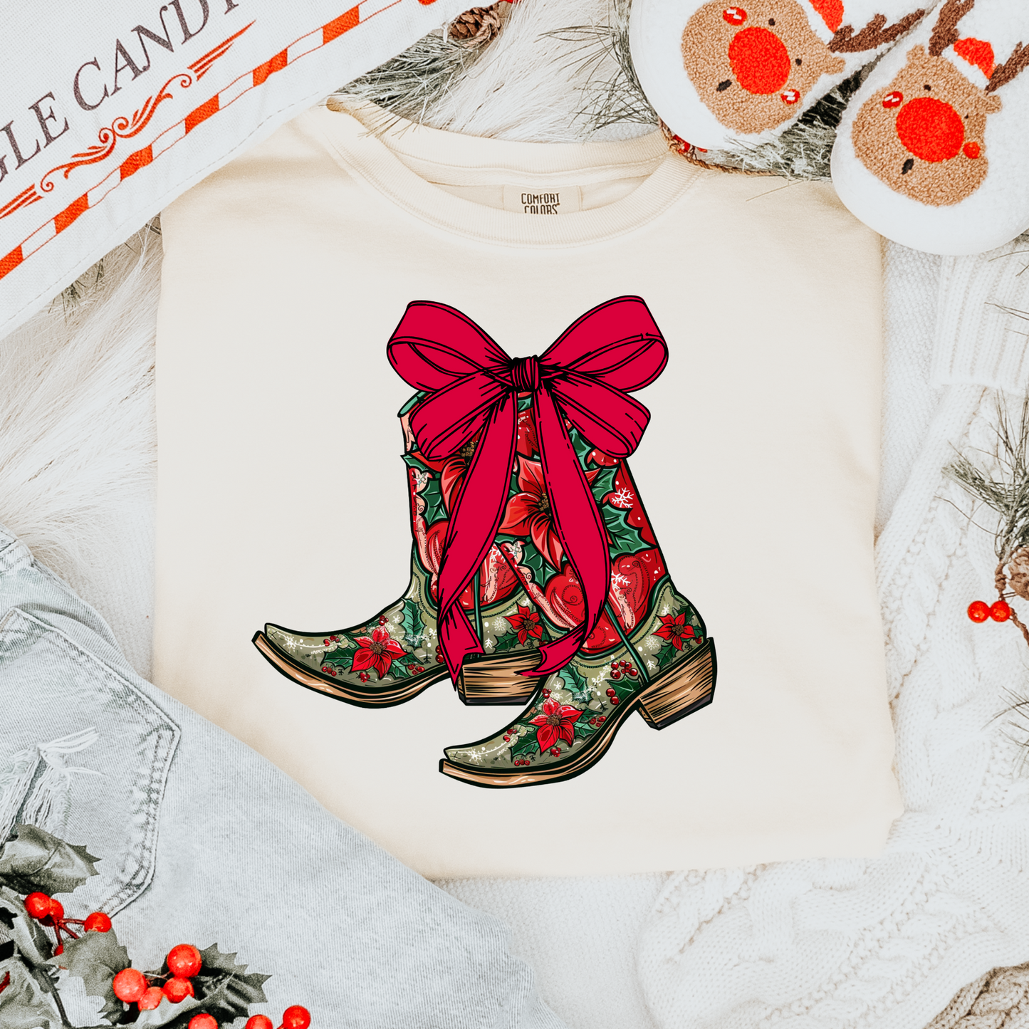 Christmas Boots Comfort Colors Tee