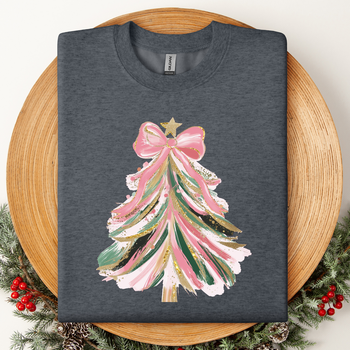 Multicolor Bow Tree Crewneck