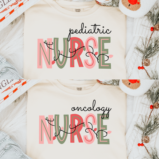 Customizable Christmas Nurse Comfort Colors Tee