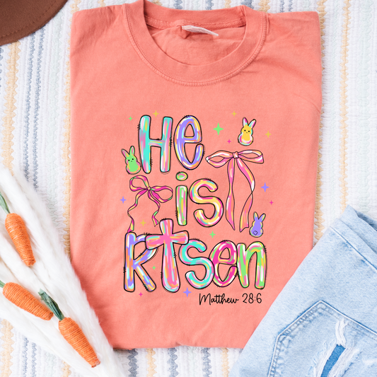 Watercolor He Is Risen Comfort Colors Tee