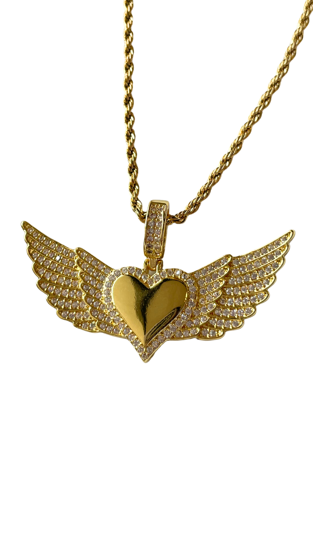 Stainless/Waterproof Winged Heart Necklace