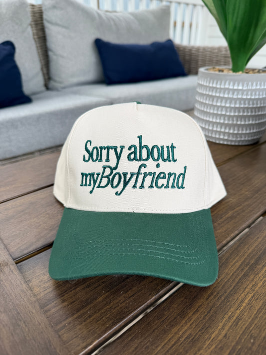 'Sorry about my Boyfriend' Embroidered Two Tone Baseball Cap