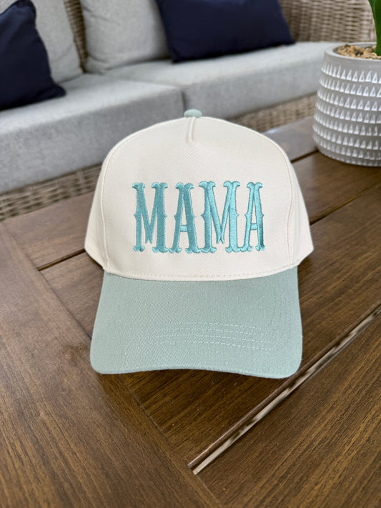 "MAMA" Embroidered Two Tone Baseball Cap