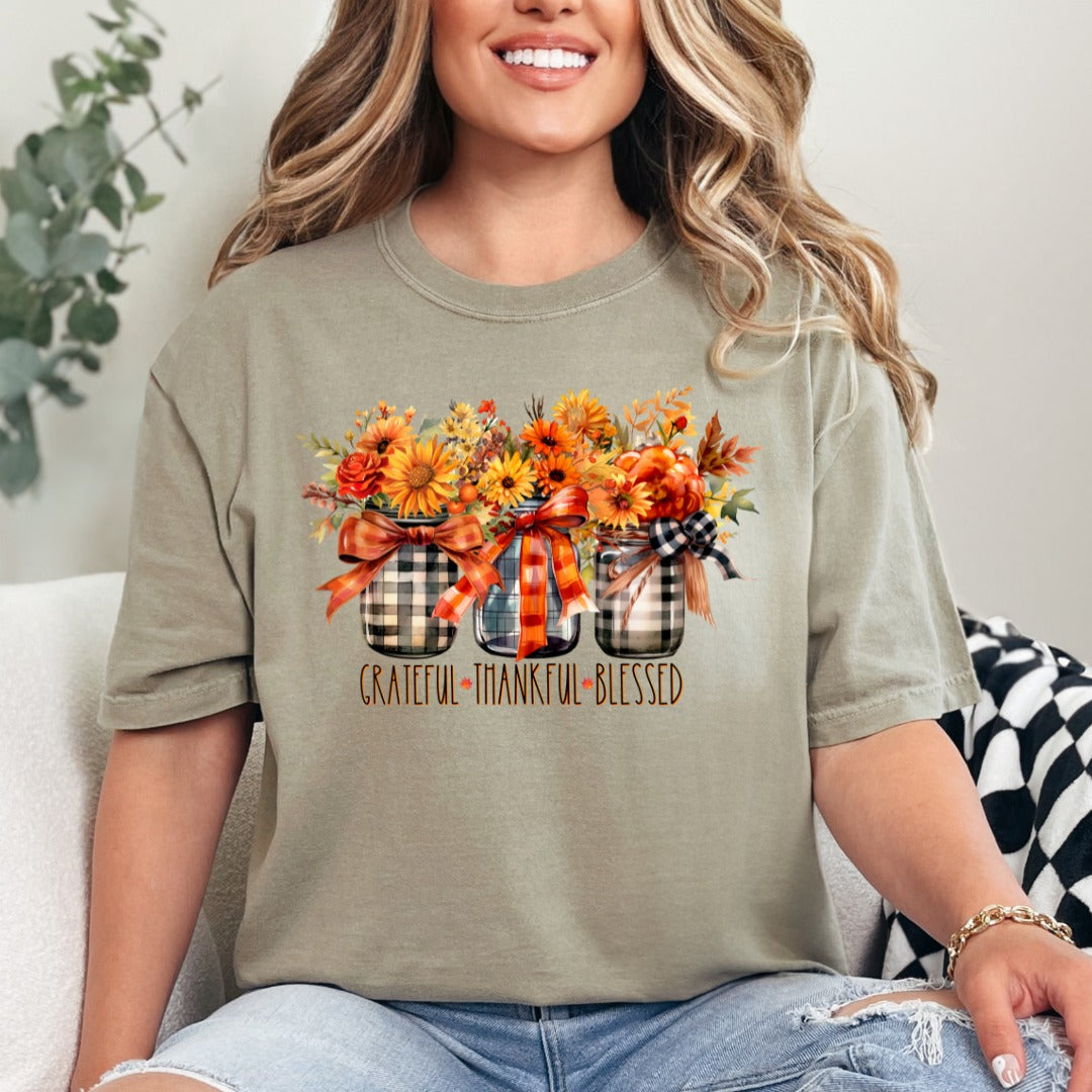 Grateful Thankful Blessed Comfort Colors Tee