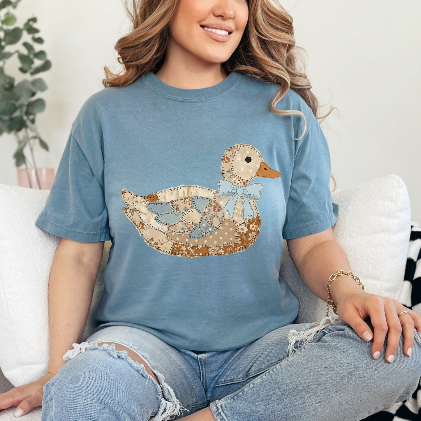 Faux Applique Duck Comfort Colors Tee