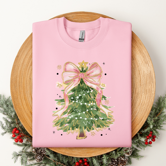 Pink Bow Tree Crewneck