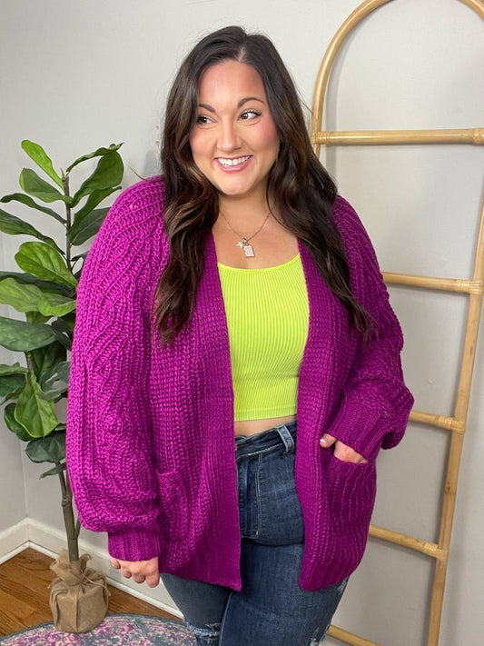 Maybe Monday Cardigan in Berry