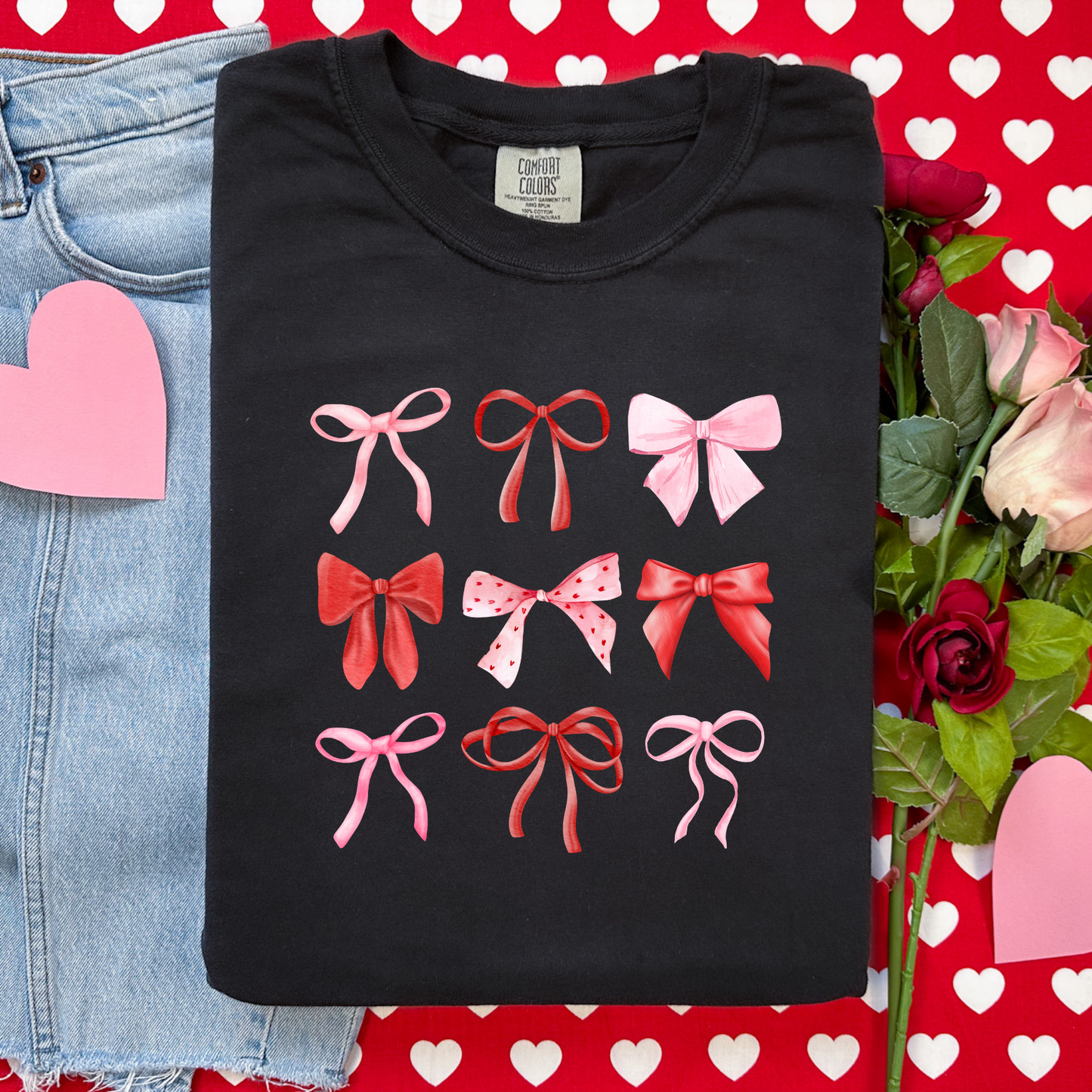 Valentine Bows Comfort Colors Tee