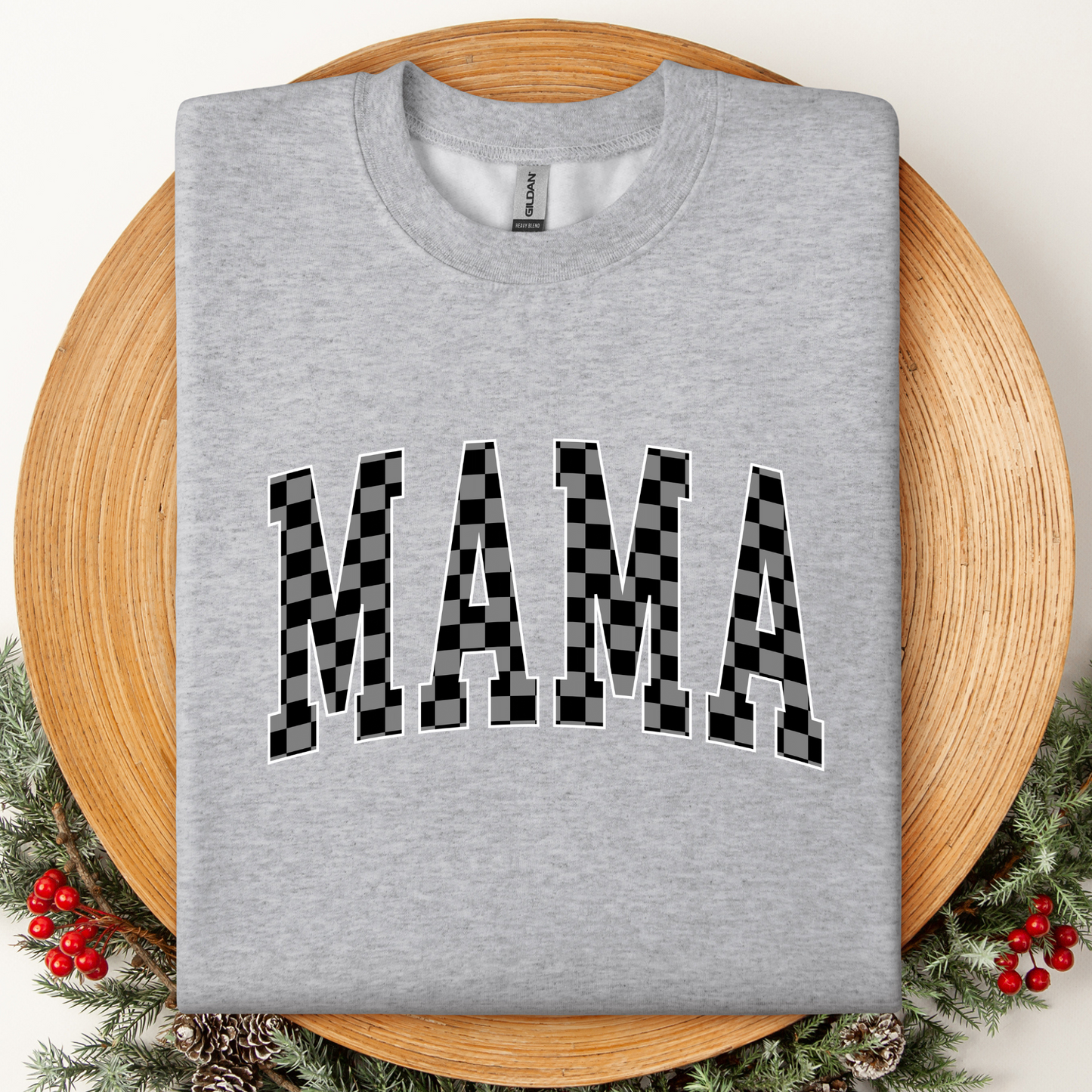 Black Checker Mama Crewneck