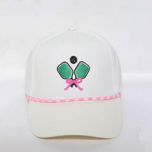Pickleball Paddles With Bow Embroidered Baseball Cap With Rope Detail