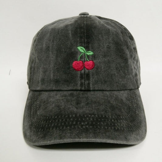 Embroidered Cherries Baseball Cap