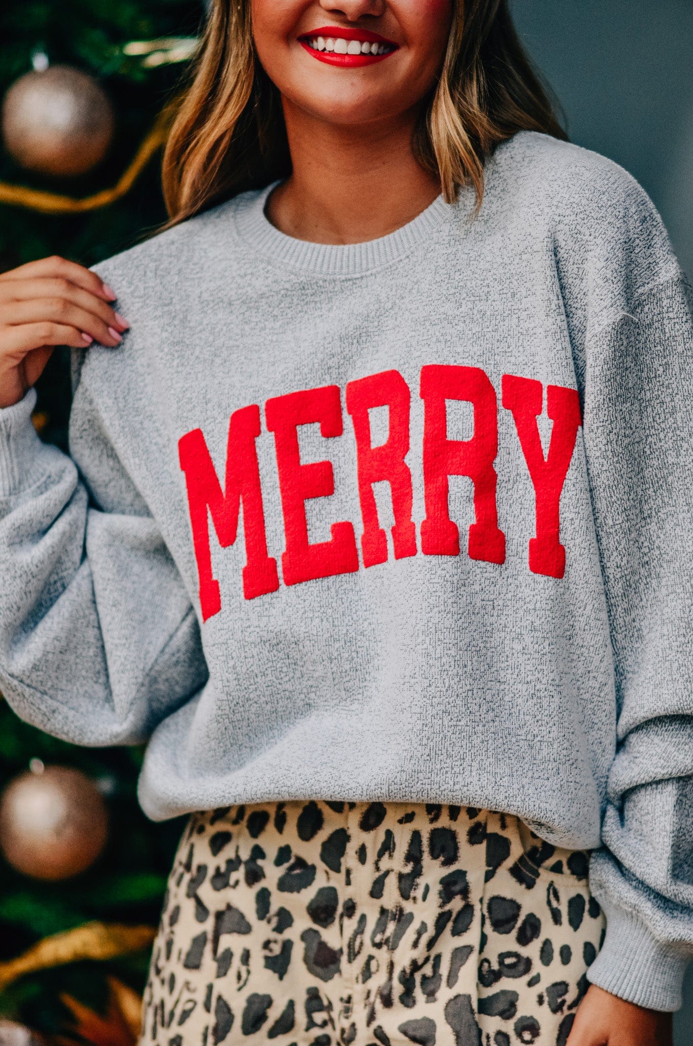 Merry Silver Knit Sweatshirt