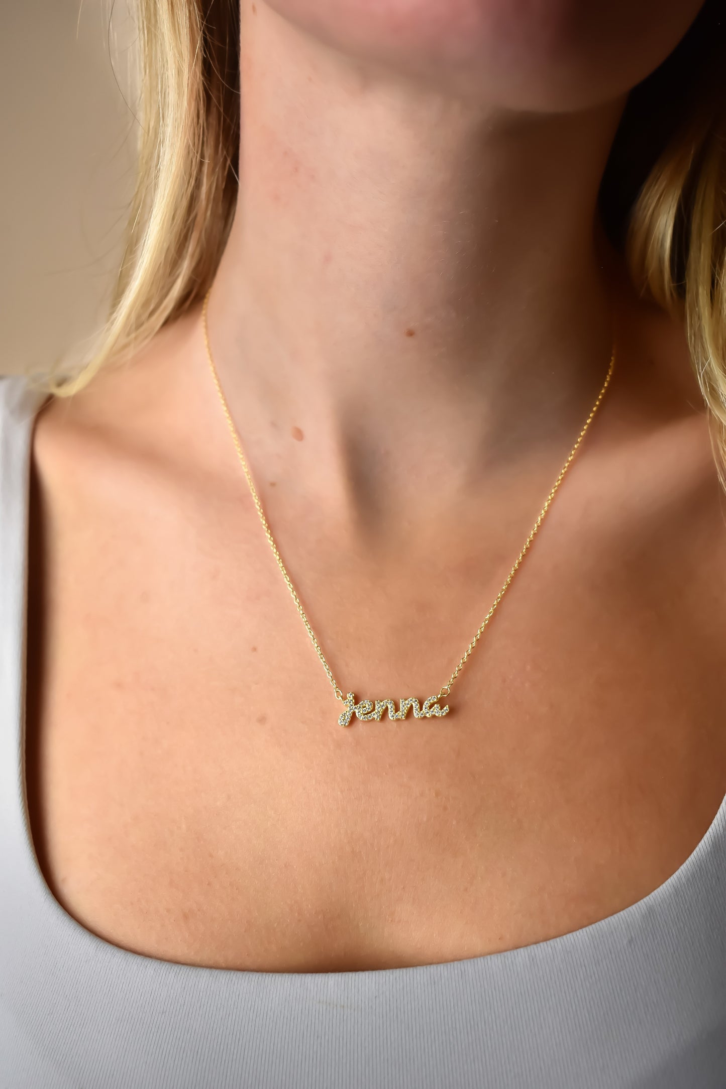 Custom Petite Crystal Script Multiple Name Necklace