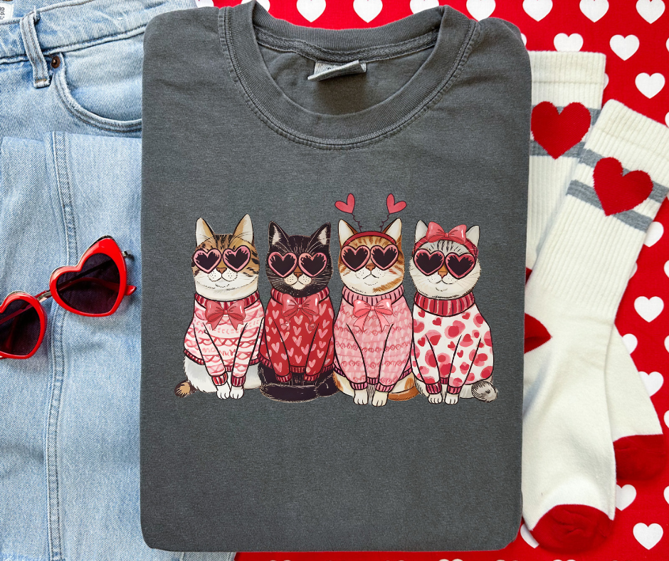 Valentine's Cats Comfort Colors Tee