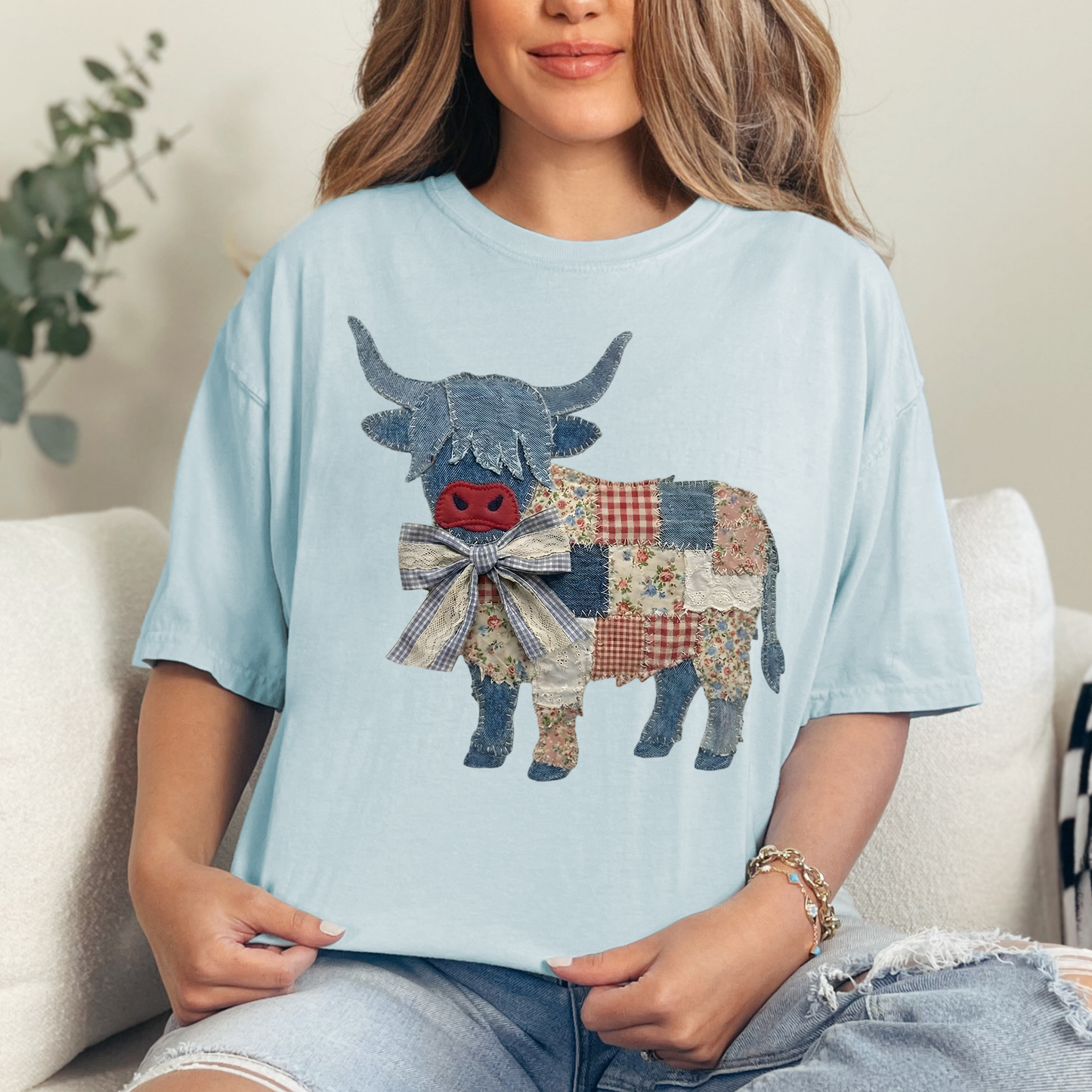Faux Patchwork Cow Comfort Colors Tee