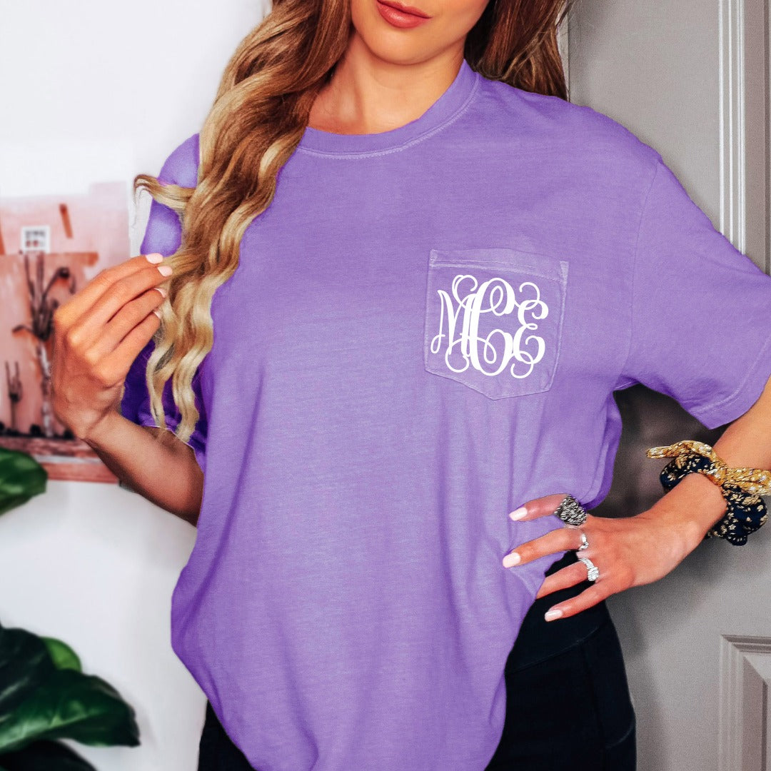 VINE Monogram Comfort Colors Pocket Tee