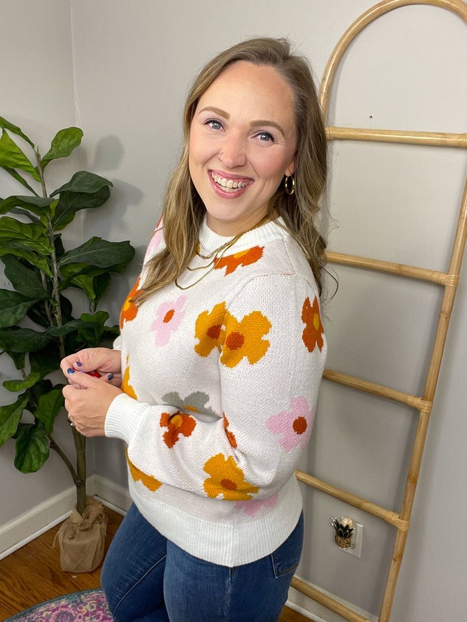 Falling Flowers Floral Sweater