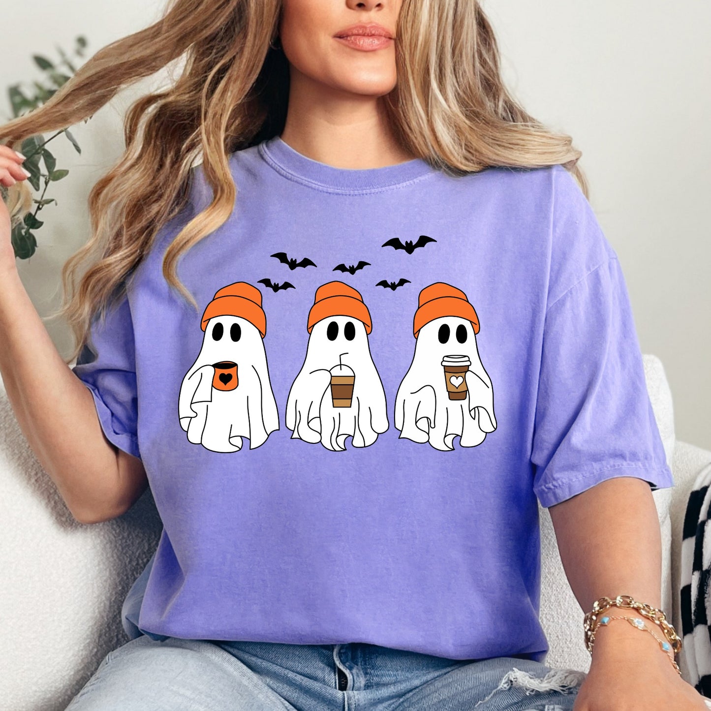 Cool Coffee Ghosts Comfort Colors Tee