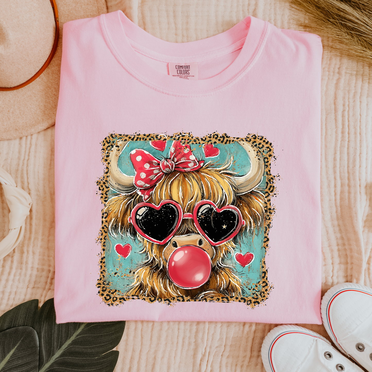 Valentine's Highland Cow Comfort Colors Tee