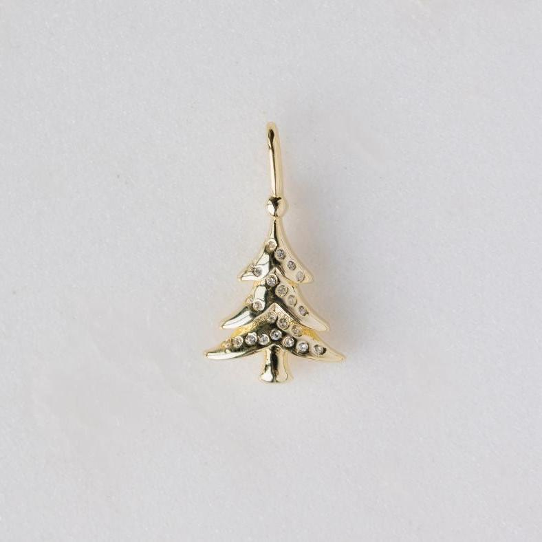 Christmas Tree Charm in Bright White Crystal