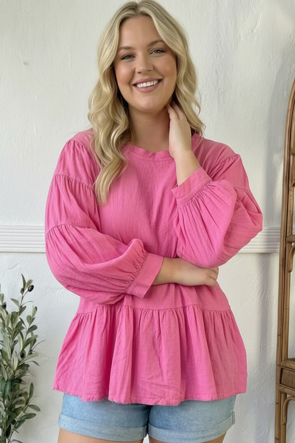 With Gentle Grace Pink Cotton Blouse