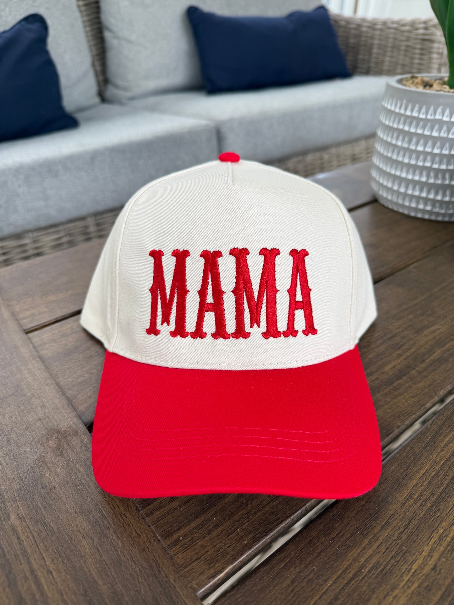 "MAMA" Embroidered Two Tone Baseball Cap