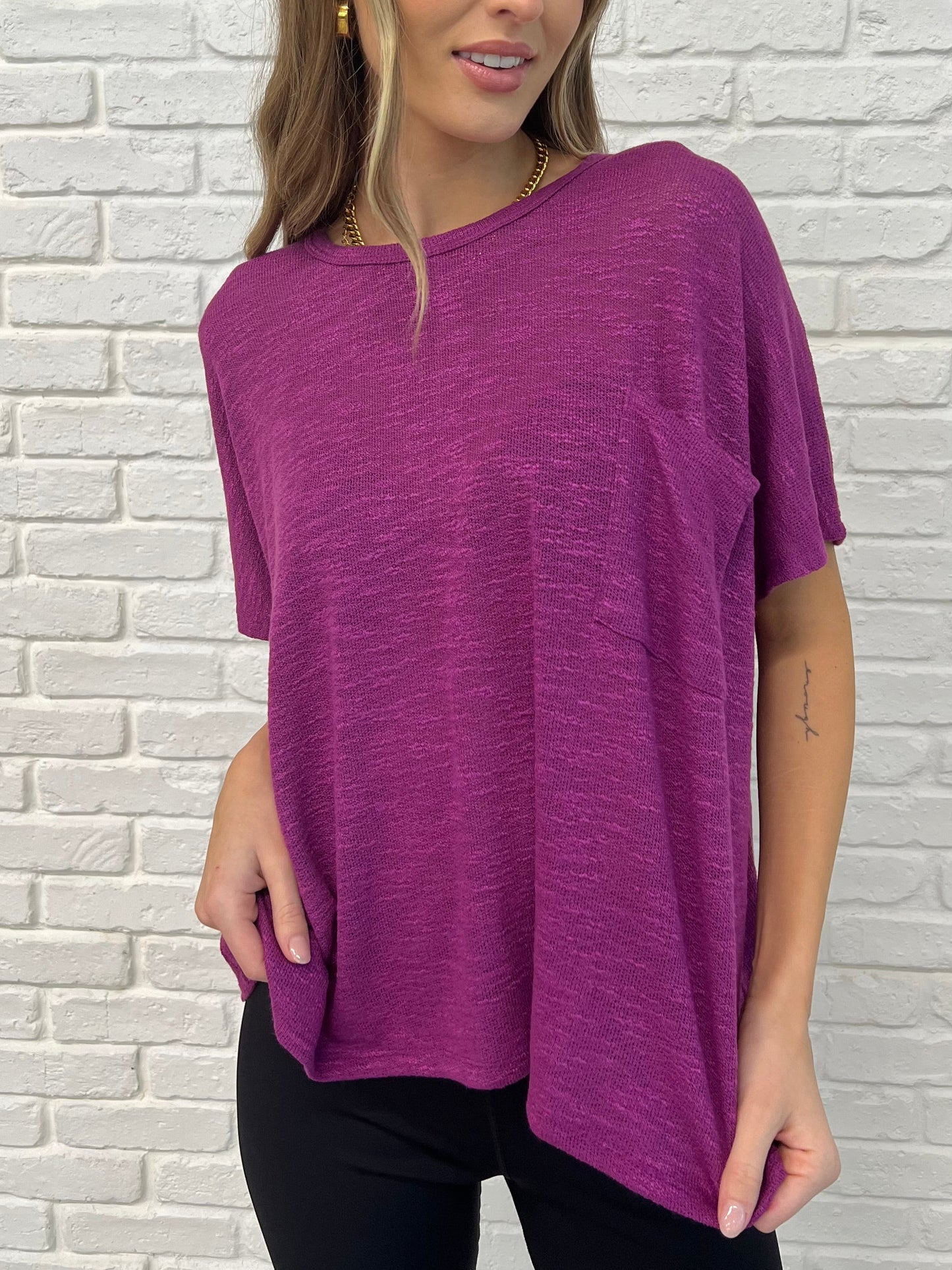 Basically Flowing Dolman Sleeve Top in Lt Plum