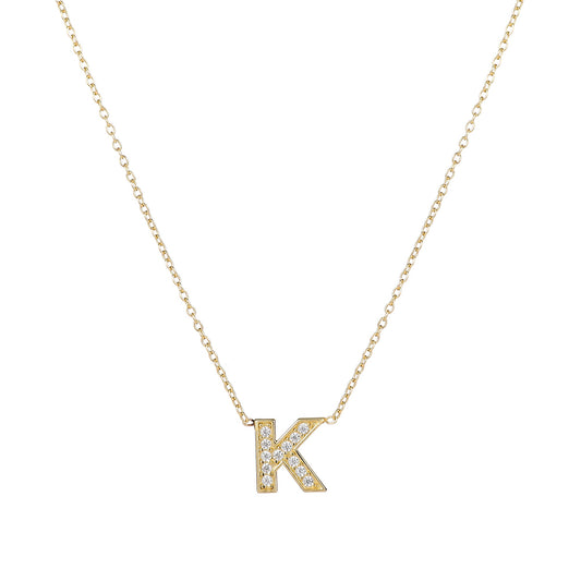 Custom Impression Initial Necklace (Water Resistant & Pave Crystal)