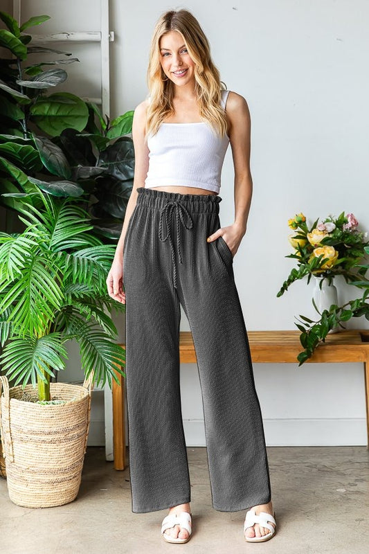 Ribbed Paperbag Pants - 2 colors!