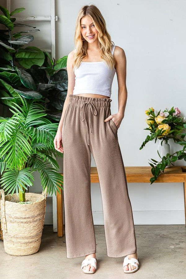 Ribbed Paperbag Pants - 2 colors!