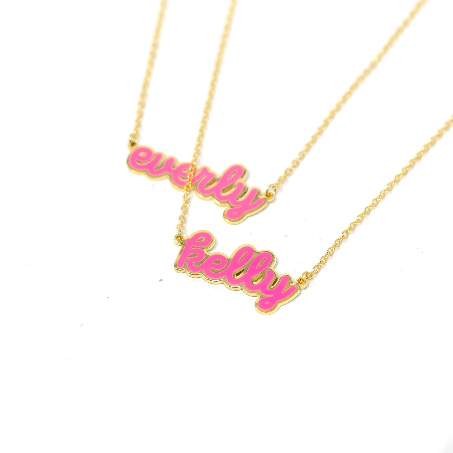 Water Resistant Custom Cursive Enamel Necklace