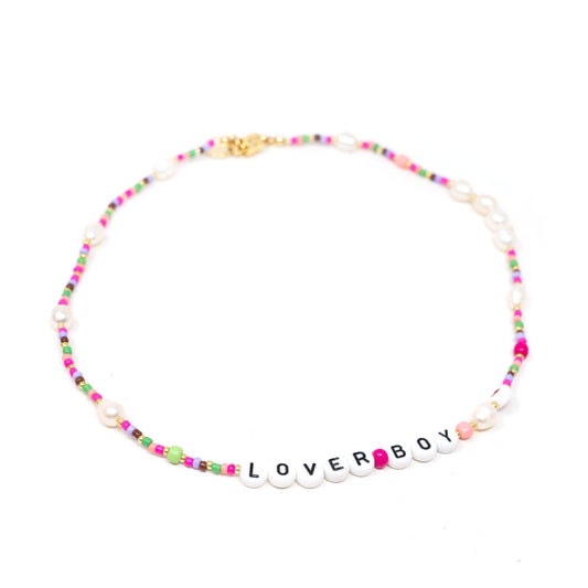 Customized Confetti and Pearl Beaded Necklace