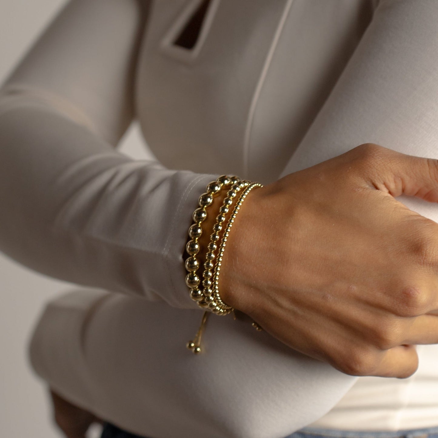 Gold Adjustable Bracelet in 8mm