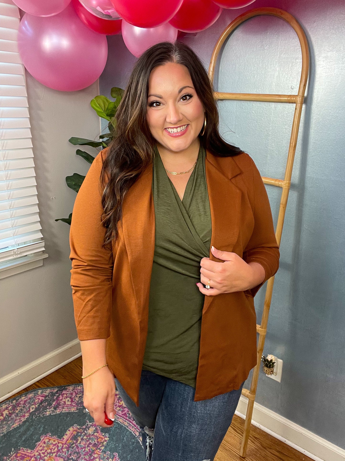 Classic Surplice Front Top in Olive