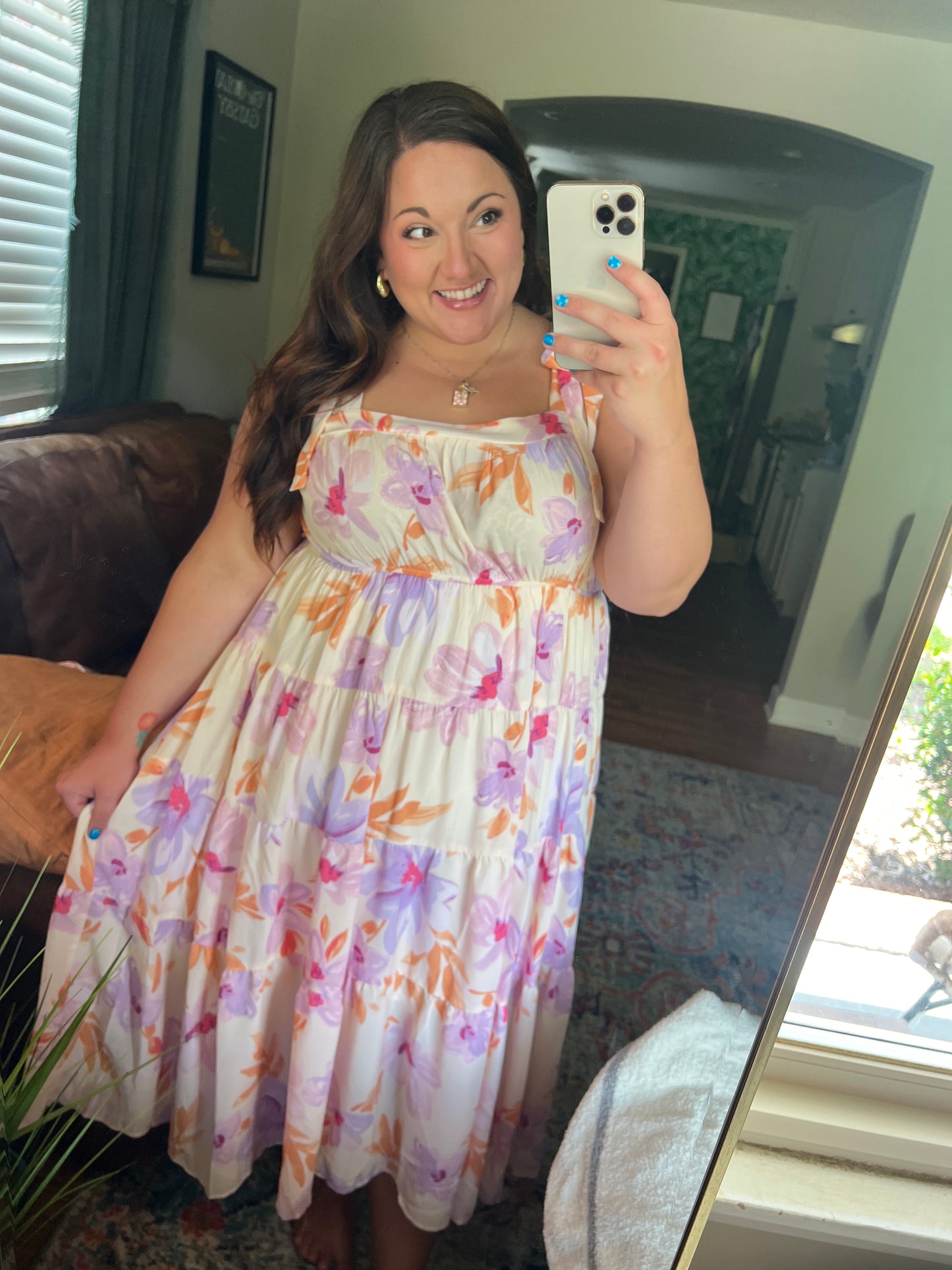 Pastel Petals Floral Midi Dress