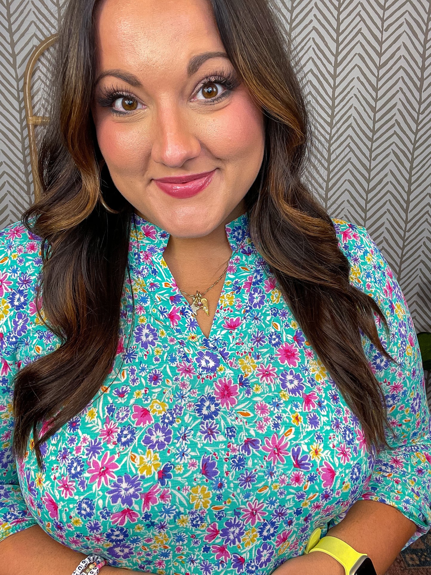 Lizzy Top in Emerald Floral