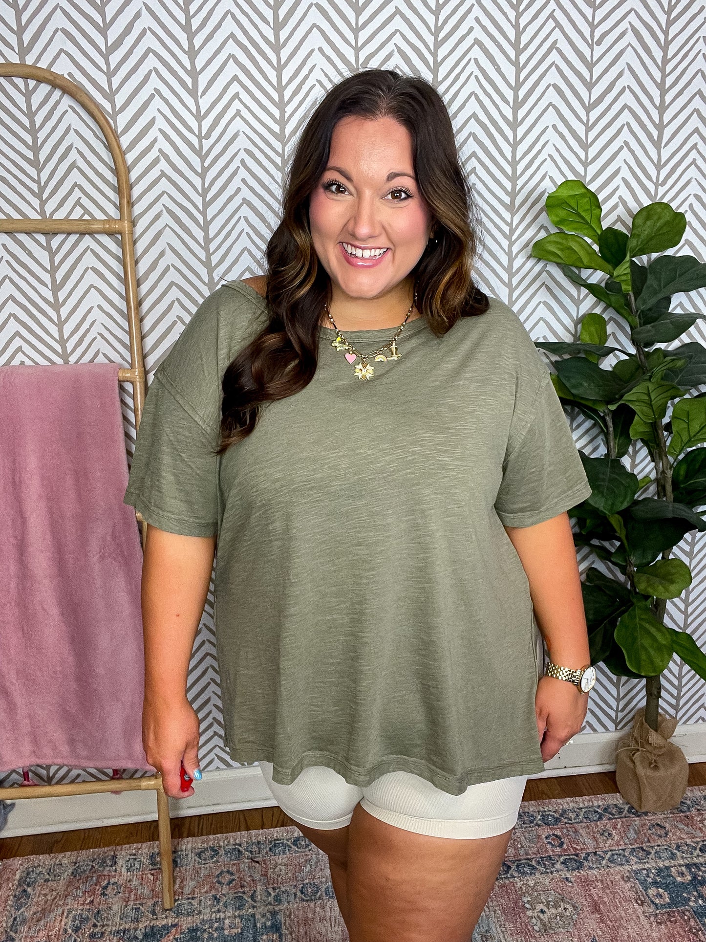 Let Me Live Relaxed Tee in Army