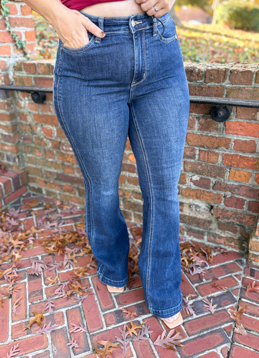 Mavis High Rise Side Seam Detail Flare Jeans