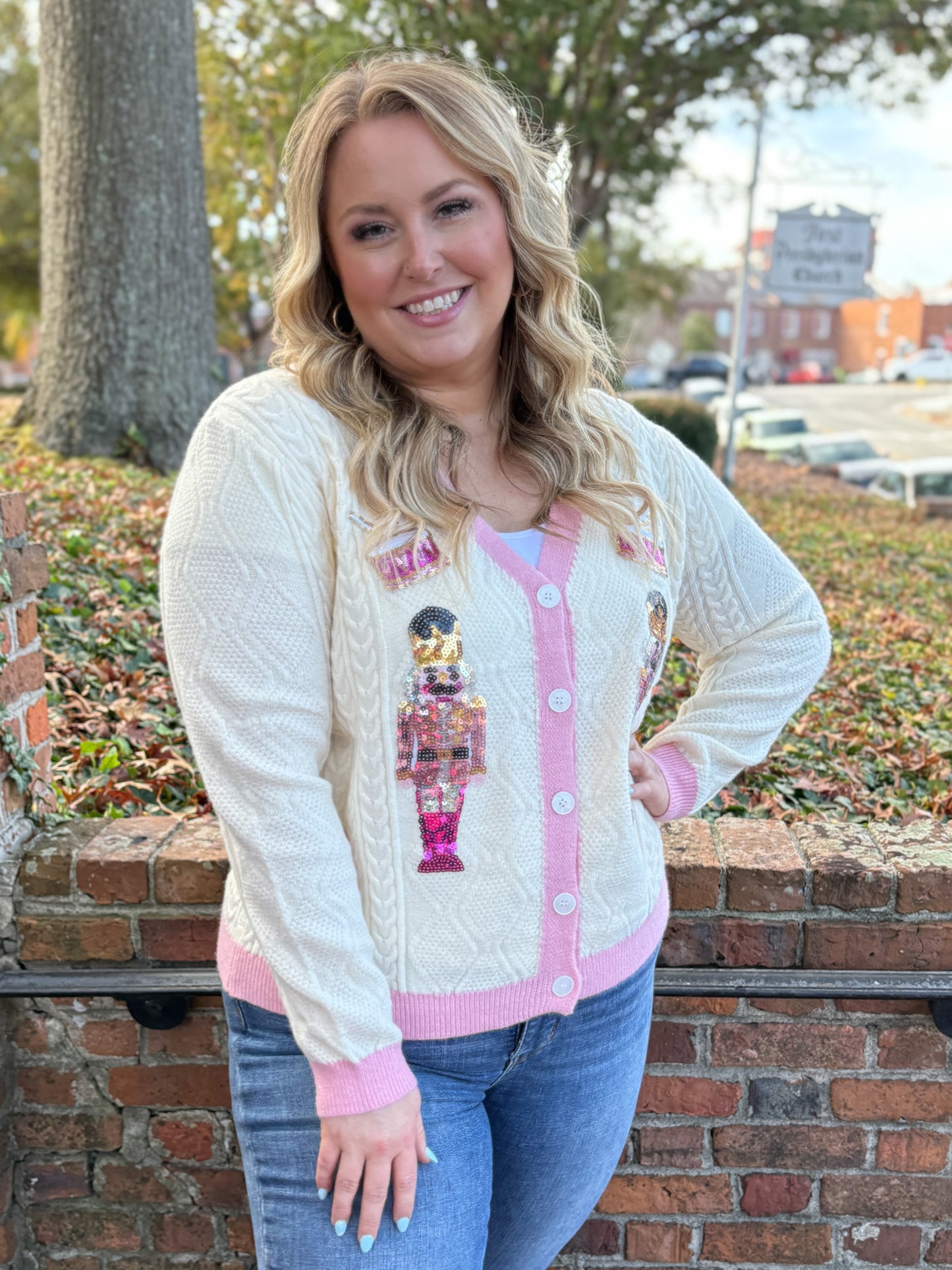 Beige and Pink Nutcracker Sweater