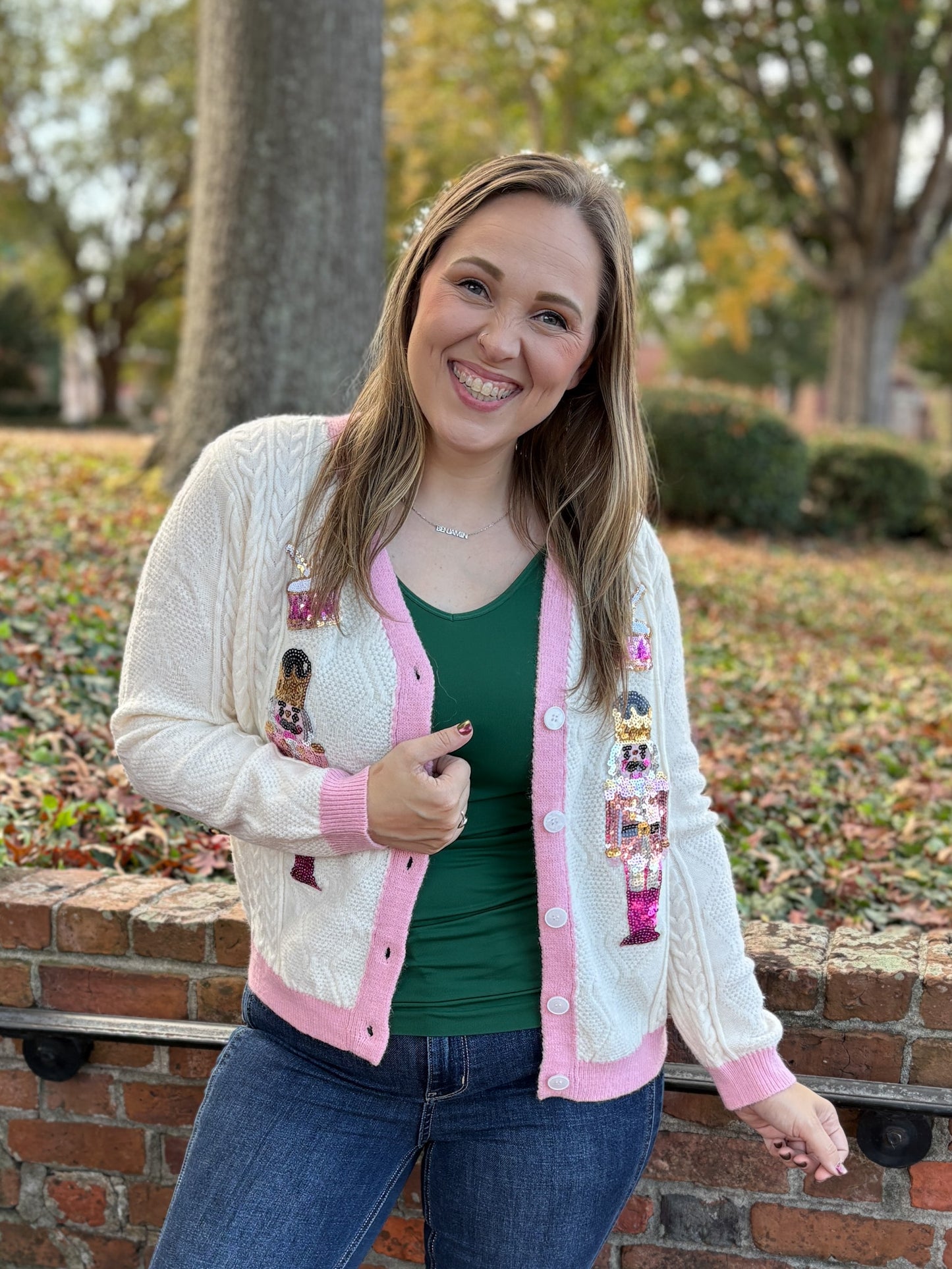 Beige and Pink Nutcracker Sweater