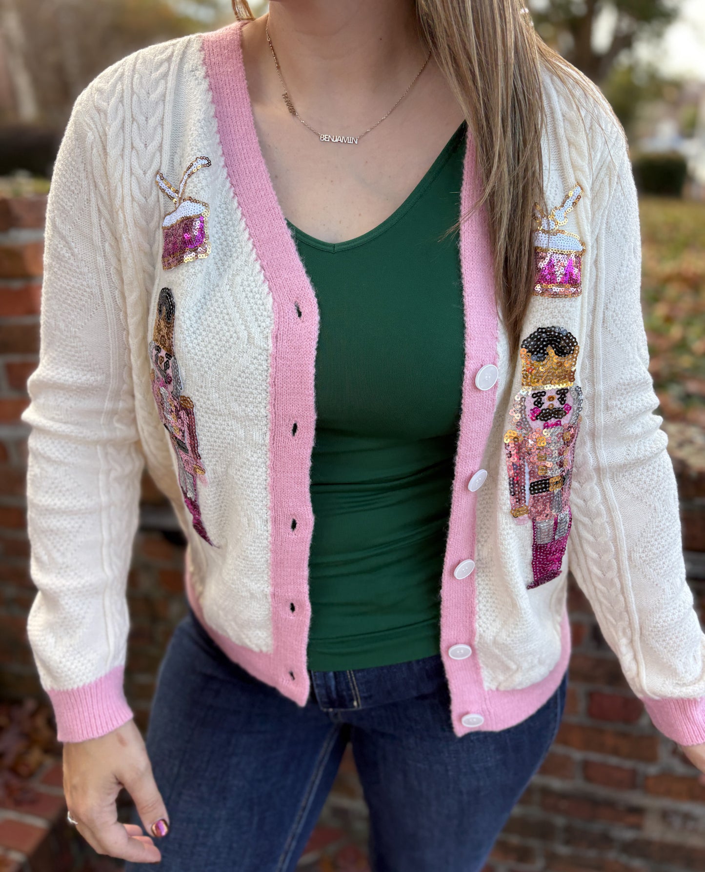 Beige and Pink Nutcracker Sweater