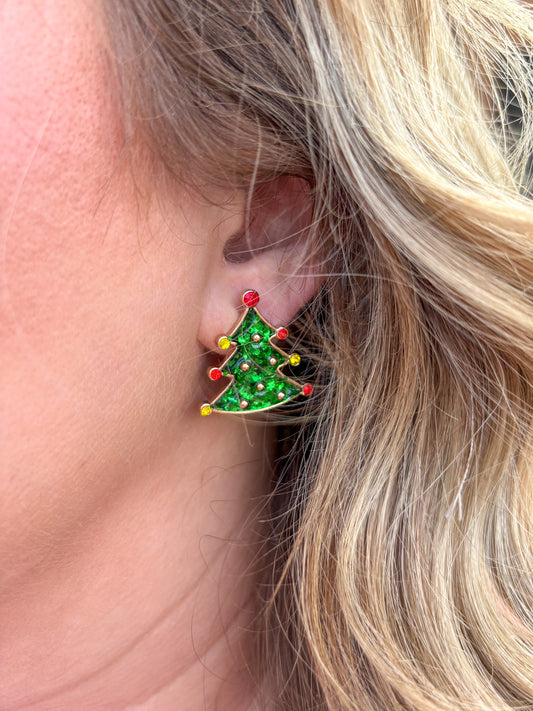 Glitter Christmas Tree studs