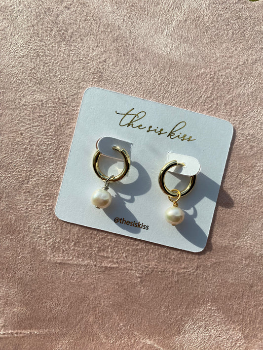 Pearl Charm Huggies - 2 ways to wear this pair