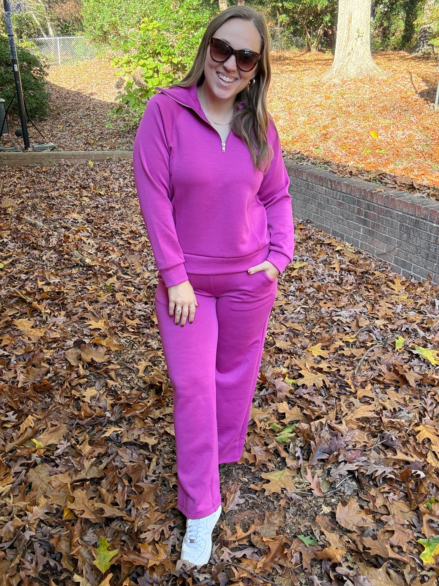 Hamptons Travel Half Zip Pullover in Magenta