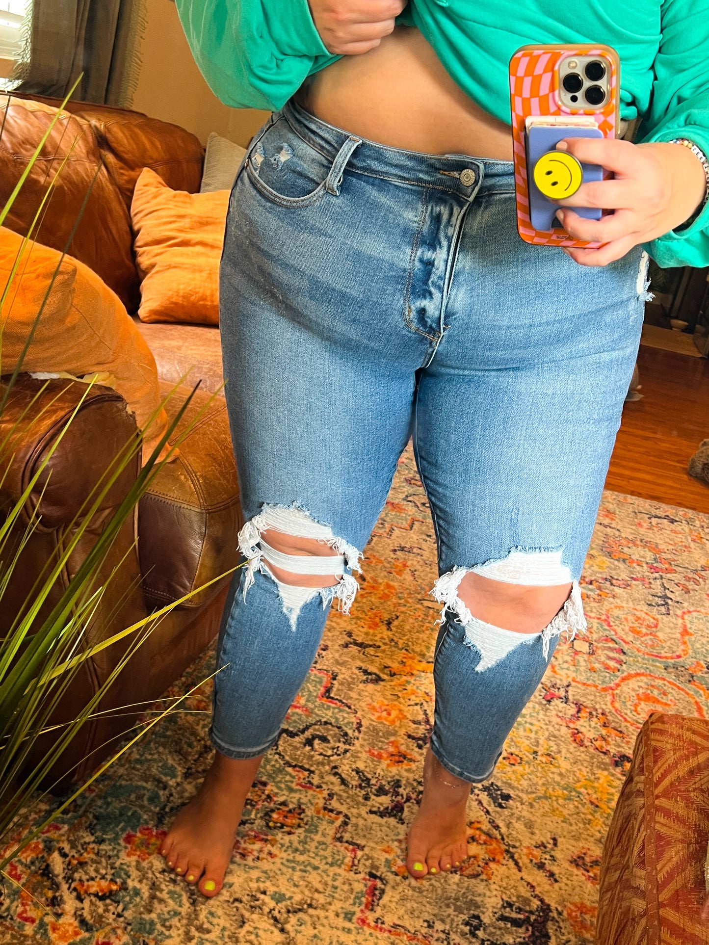 Frankie High Waist Distressed Boyfriend Jeans