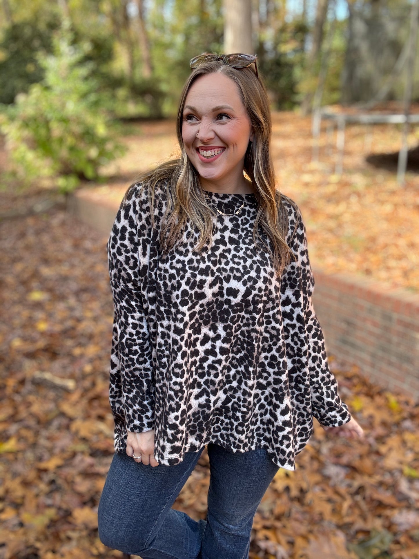 Clap for Yourself Long Sleeve Top in Animal Print